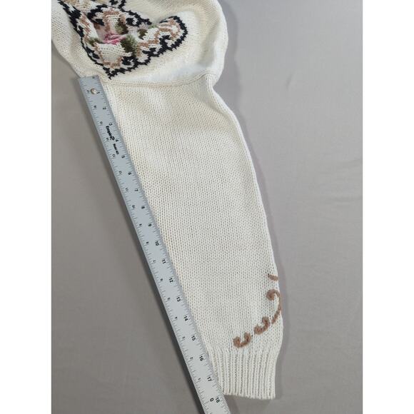 Vintage Beldoch Popper Sweater S Floral Knit Ramie Cotton Cottagecore 80s - Picture 7 of 10